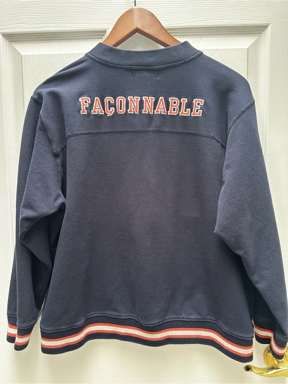 Façonnable Women’s Navy Full-Zip Bomber Sweatshirt Jacket Size Large Cozy